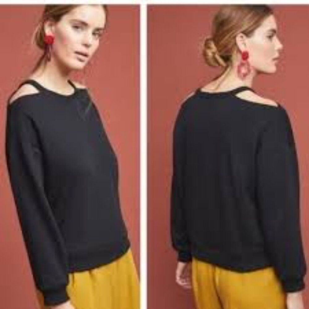 Anthro Maeve Cold Shoulder Crew Neck Pullover Cut Out Sweater Womens Small